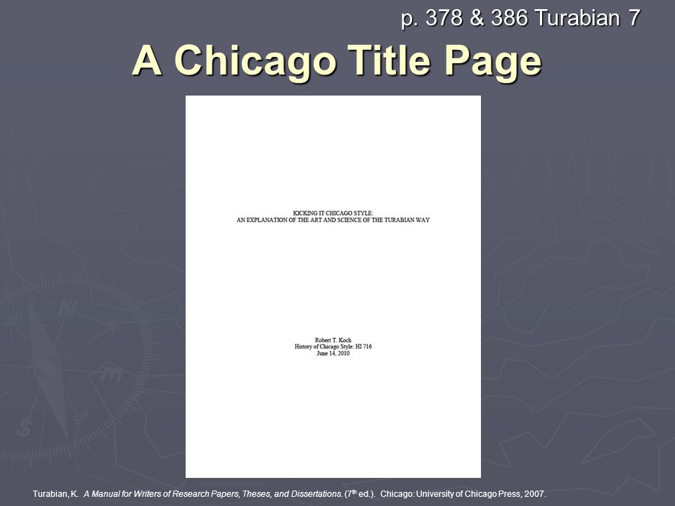 How to write a title page in turabian format cover